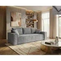 Nordelo Schlafsofa Bono mit Schlaffunktion D-L und Bettkasten, Stoff ASTRA Chenille - 17 Grau, 260 cm