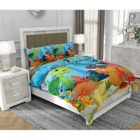 SOVIO Bettwäsche 140x200 cm + 2x70x80 cm, 3-teilig, 100% Baumwolle, Satin, Reißverschluss, Bunt - | So.0287