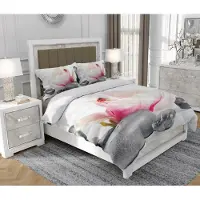 SOVIO Bettwäsche 160x200 cm + 2x70x80 cm, 3-teilig, 100% Baumwolle, Satin, Reißverschluss, Blumen, Bunt - | So.0063
