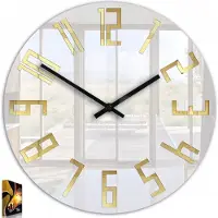 ModernClock , wanduhr groß 32cm wohnzimmer, Stilvoll, Uhr, Slim weiß&goldspiegler