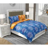 SOVIO Bettwäsche 200x220 cm + 2x70x80 cm, 3-teilig, 100% Baumwolle, Satin, Reißverschluss, Bunt - | So.9029