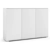 Jerpax Kommode "Masimo" 150 cm, Aufbewahrungsschrank, Kommode mit 3 Türen, Weiß, Push-to-Open, modernes Design