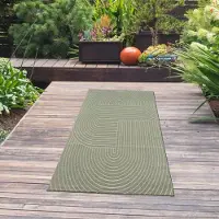Teppichhome24 Moderner In- und Outdoor Teppich mit Bogen Muster in grün Größe - 80 x 150 cm