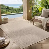 Carpettex Outdoor Teppich wetterfest, Balkon, Terrasse, Garten, Wohnzimmer und Esszimmer, Skandinavisches Boho-Design, Größe: 280 x 370 cm, Farbe: Beige-4