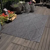 Carpettex In & Outdoor Teppich Wetterfest Rauten Design für Küchen Balkon Terrasse Garten oder Wohnzimmer Teppich, Größe: 80 x 250 cm, Farbe: Grau-2