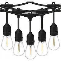 LUMILED Lichterkette Außen 15M mit 30 E27 1W LED Lampe ST45 Warmweiß 2700K 230V Garten Deko Terrasse verlängerbar IP44 Spritzwasserdicht Wetterfest