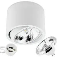 LUMILED Aufbauspot LED Aufbauleuchte Deckenspot Deckenlampe Spot rund weiß + LED-Leuchtmittel ES111 GU10 15W Neutralweiß 4000K 230V 24°