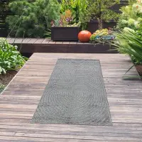 Teppichhome24 Moderner Outdoor Teppich wetterfest Terrasse Balkon Boho-Style hochwertig Anthrazit Größe - 80 x 150 cm