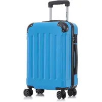 YONSLY Premium Reisekoffer TSA-Schloss,YKK-Reißverschluss Hartschalen-Koffer Trolley Kabinenkoffer Rollkoffer Suitcase Handgepäck (Blau, L)