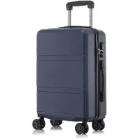 YONSLY Koffer Trolley Reisekoffer Suitcase, Rollkoffer Handgepäck ,mit 4 Rollen360°, Hartschalenreisekoffer, Zahlenschloss, Weicher Gummigriff (L,Dunkelblau)