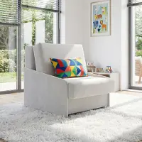 Sofiland Schlafsessel ANIA mit Bettfunktion & Bettkasten, Liegefläche 80x190 cm, Einzelsessel ausziehbar, Samt Hellgrau