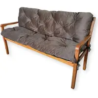4L Textil Gartenbankauflage mit Rückenlehne aus Samt-Imitat, Bankauflage für Hollywoodschaukel und Gartenbank, mit Bändern, 100x50x50 cm, Braun