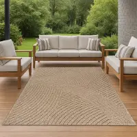 Teppichhome24 Teppich In- und Outdoor mit Wellenmuster vielseitig einsetzbar in Beige Größe - 200 x 280 cm