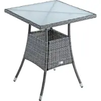 ESTEXO Polyrattan Beistelltisch Balkontisch 57 cm Rattan Tisch Gartentisch Anthrazit
