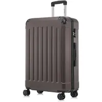 YONSLY Koffer Trolley Reisekoffer Suitcase, Rollkoffer Handgepäck ,mit 4 Rollen360°, Hartschalenreisekoffer, Zahlenschloss, Weicher Gummigriff(XL ,Braun)