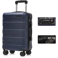 YONSLY Premium Reisekoffer TSA-Schloss,YKK-Reißverschluss Hartschalen-Koffer Trolley Kabinenkoffer Rollkoffer Suitcase Handgepäck (Dunkelblau, L)