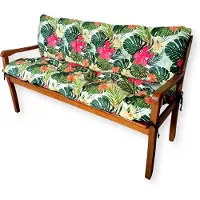 4L Textil Gartenbankauflage mit Rückenlehne aus Samt-Imitat, Bankauflage für Hollywoodschaukel und Gartenbank, mit Bändern, 180x60x50 cm, Blumen Grün