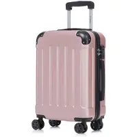 YONSLY Premium Reisekoffer TSA-Schloss,YKK-Reißverschluss Hartschalen-Koffer Trolley Kabinenkoffer Rollkoffer Suitcase Handgepäck (Roségold, M)