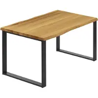 LAMO Manufaktur Esstisch Küchentisch Schreibtisch Couchtisch aus Massivholz, mit Baumkante 100x80x76 cm (AxBxH), Modern, Rustikal / Schwarz, LUB-01-A-003-9005M