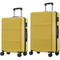 YONSLY Premium Reisekoffer TSA-Schloss,YKK-Reißverschluss Hartschalen-Koffer Kabinenkoffer Rollkoffer Suitcase Handgepäck (Gelb, L-XL-Set)