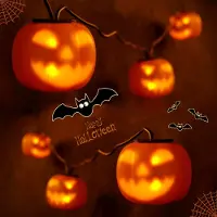 LUMILED Halloween LED Lichterkette Kürbis 3D, 4,5m Kürbisse Laternenschnur, 8 lächelndem Gesicht Kürbissen Laternen, USB C, Warmweiß, Party Deko, 2 Beleuchtungsmodi, Sprachsteuerung, Halloween Lieder