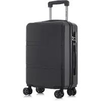 YONSLY Koffer Trolley Reisekoffer Suitcase, Rollkoffer Handgepäck ,mit 4 Rollen360°, Hartschalenreisekoffer, Zahlenschloss, Weicher Gummigriff (XL,Schwarz)
