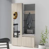Jerpax Garderoben-Set "Iga", Moderner Kleiderschrank mit Polsterplatten und Schuhschrank – Ideal für Flur und Eingangsbereich (Sonoma Eiche, Trinity 15)