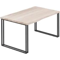 LAMO Manufaktur Esstisch Küchentisch Schreibtisch Couchtisch aus Massivholz, mit Baumkante 100x80x76 cm (AxBxH), Frame, Roh / Schwarz, LUB-01-A-001-9005Fr