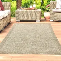 Teppichhome24 Outdoorteppich Terrassenteppich Gartenteppich robust und langlebig linierter Rand in Beige Größe - 240 x 340 cm