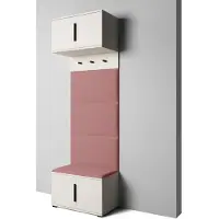Jerpax Garderoben-Set Napoli Version 5: Schuhschrank mit Polsterpaneelen, Hängeschrank für Flur und Eingangsbereich (Cashmere/Trinity 23)