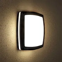 LUMILED Außenwandleuchte Wandlampe Außenleuchte Gartenleuchte Flurleuchte Terrasse Fassade IP44 schwarz eckig Aluminium PC 230V E27 Fassung max. 12W