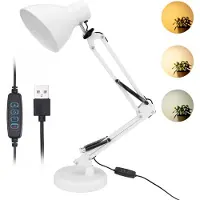 LUMILED LED 7W Schreibtischlampe Schwenkarm Büro Tischlampe Bürolampe Helligkeit Einstellbare Farbwechsel USB Verstellbarer Arm Arbeitsleuchte Nachttischlampe Arbeitszimmer Klemme