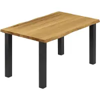LAMO Manufaktur Esstisch Küchentisch Schreibtisch Couchtisch aus Massivholz, mit Baumkante 100x60x76 cm (AxBxH), Classic, Rustikal / Schwarz, LOB-01-A-003-9005Cl