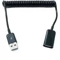 System-S USB 2.0 Kabel 90 cm Typ A Stecker zu Buchse Spirale ausziehbar in Schwarz