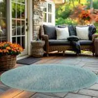 Carpettex Outdoor Teppich Wetterfest, Pflegeleicht Stilvolles Modern Design, ideal für Terrasse, Balkon, Garten, Küche, Größe: 120 cm Rund, Farbe: Blau