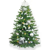 LAALU Künstlicher Weihnachtsbaum 210 cm, POLAR GOLD II, mit 133-teiligem Weihnachtsbaumschmuck, inkl. Metallständer und Aufbewahrungsbox
