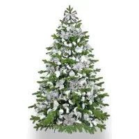 LAALU Künstlicher Weihnachtsbaum 210 cm, WINTERKÖNIG, mit 93-teiligem Weihnachtsbaumschmuck, inkl. Metallständer und Aufbewahrungsbox
