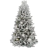 LAALU Künstlicher Weihnachtsbaum 270 cm, SILBERWEIHNACHTEN, mit 85-teiligem Weihnachtsbaumschmuck, inkl. Metallständer und Aufbewahrungsbox
