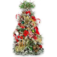 LAALU Künstlicher Weihnachtsbaum 150 cm, SANTA CLAUS, mit 87-teiligem Weihnachtsbaumschmuck, inkl. Metallständer und Aufbewahrungsbox