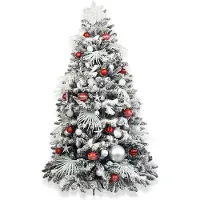 LAALU Künstlicher Weihnachtsbaum 150 cm, POLAR RED, mit 133-teiligem Weihnachtsbaumschmuck, inkl. Metallständer und Aufbewahrungsbox