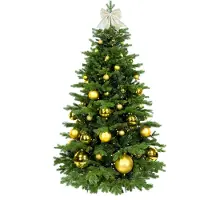 LAALU Künstlicher Weihnachtsbaum 210 cm, GOLDWEIHNACHTEN, mit 73-teiligem Weihnachtsbaumschmuck, inkl. Metallständer und Aufbewahrungsbox