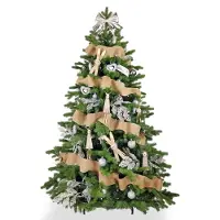 LAALU Künstlicher Weihnachtsbaum 180 cm, NORDGLANZ, mit 100-teiligem Weihnachtsbaumschmuck, inkl. Metallständer und Aufbewahrungsbox