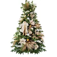 LAALU Künstlicher Weihnachtsbaum 270 cm, CHAMPAGNEGLANZ, mit 169-teiligem Weihnachtsbaumschmuck, inkl. Metallständer und Aufbewahrungsbox