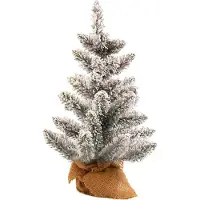 LAALU Künstlicher Weihnachtsbaum DELUXE VIOLA 45 cm, weiß, 2D, 63 Zweige, inkl. Pflanztopf mit Jutesack