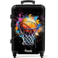 NoBoringSuitcases.com Hartschalen Koffer Mittelgroß 67x43x25 cm, 72L, Graffiti Sport: Basketball, Reisekoffer mit 4 Rollen