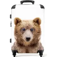 NoBoringSuitcases.com Großer Koffer - Bär - Braun - Tiere - Natur - Kombinationsschloss TSA - Hartschalen Trolley 4 Rollen - 72 liter - Reisekoffer - 66 cmKoffer Mittelgroß 67x43x25 cm, 72L,