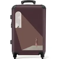 NoBoringSuitcases.com Großer Koffer - Vintage - Vogel - Abstrakt - Mädchen - Kombinationsschloss TSA - Hartschalen Trolley 4 Rollen - 72 liter - Reisekoffer - 66 cmKoffer Mittelgroß 67x43x25 cm, 72L,