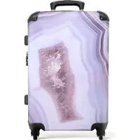 NoBoringSuitcases.com Großer Koffer - Abstrakt - Geode - Rosa - Edelstein - Kombinationsschloss TSA - Hartschalen Trolley 4 Rollen - 72 liter - Reisekoffer - 66 cmKoffer Mittelgroß 67x43x25 cm, 72L,
