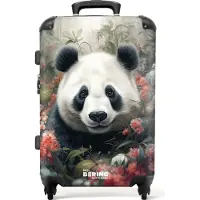 NoBoringSuitcases.com Großer Koffer - Pandabär inmitten bunter Natur - Kombinationsschloss TSA - Hartschalen Trolley 4 Rollen - 72 liter - Reisekoffer - 66 cmKoffer Mittelgroß 67x43x25 cm, 72L,