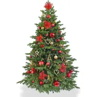 LAALU Künstlicher Weihnachtsbaum 240 cm, WEIHNACHTSSTERNE, mit 136-teiligem Weihnachtsbaumschmuck, inkl. Metallständer und Aufbewahrungsbox